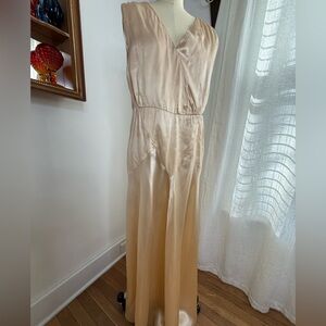 1930s PEACH SATIN BIAS CUT GOWN MEDIUM